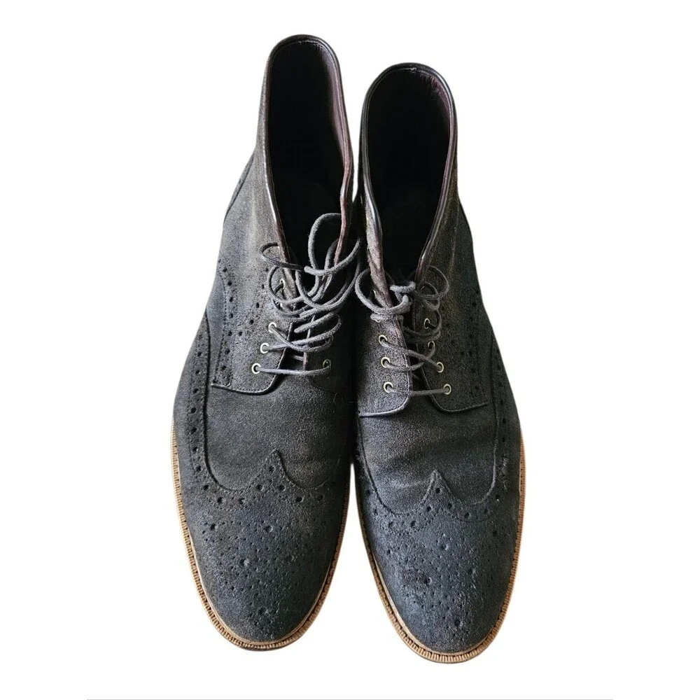 Gordon Rush Dark Gray Suede Wingtip Oxford Classic Boots Size 11